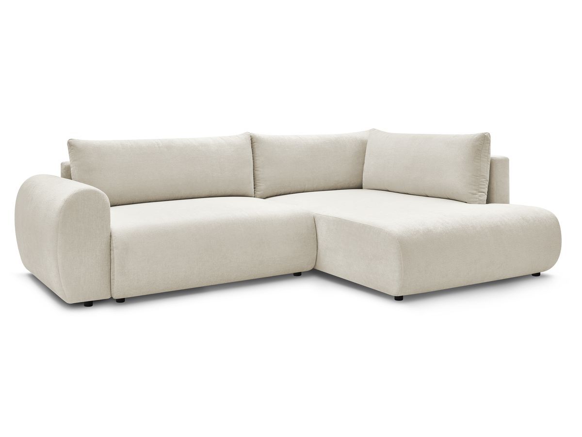 Bobochic Lucien Ecksofa mit Schlaffunktion und Bettkasten 296 × 198 cm Stoff Beige Ecke rechts