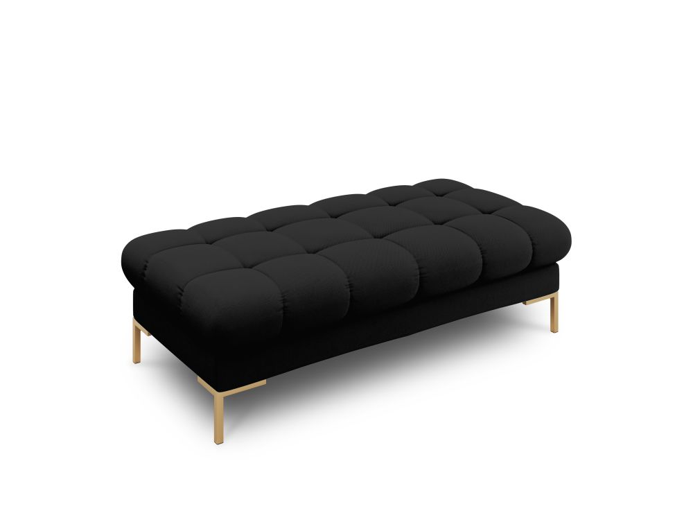 Cosmopolitan Design Polsterbank Bali 2-Sitzer Strukturierter Stoff Neve Schwarz Beine Gold