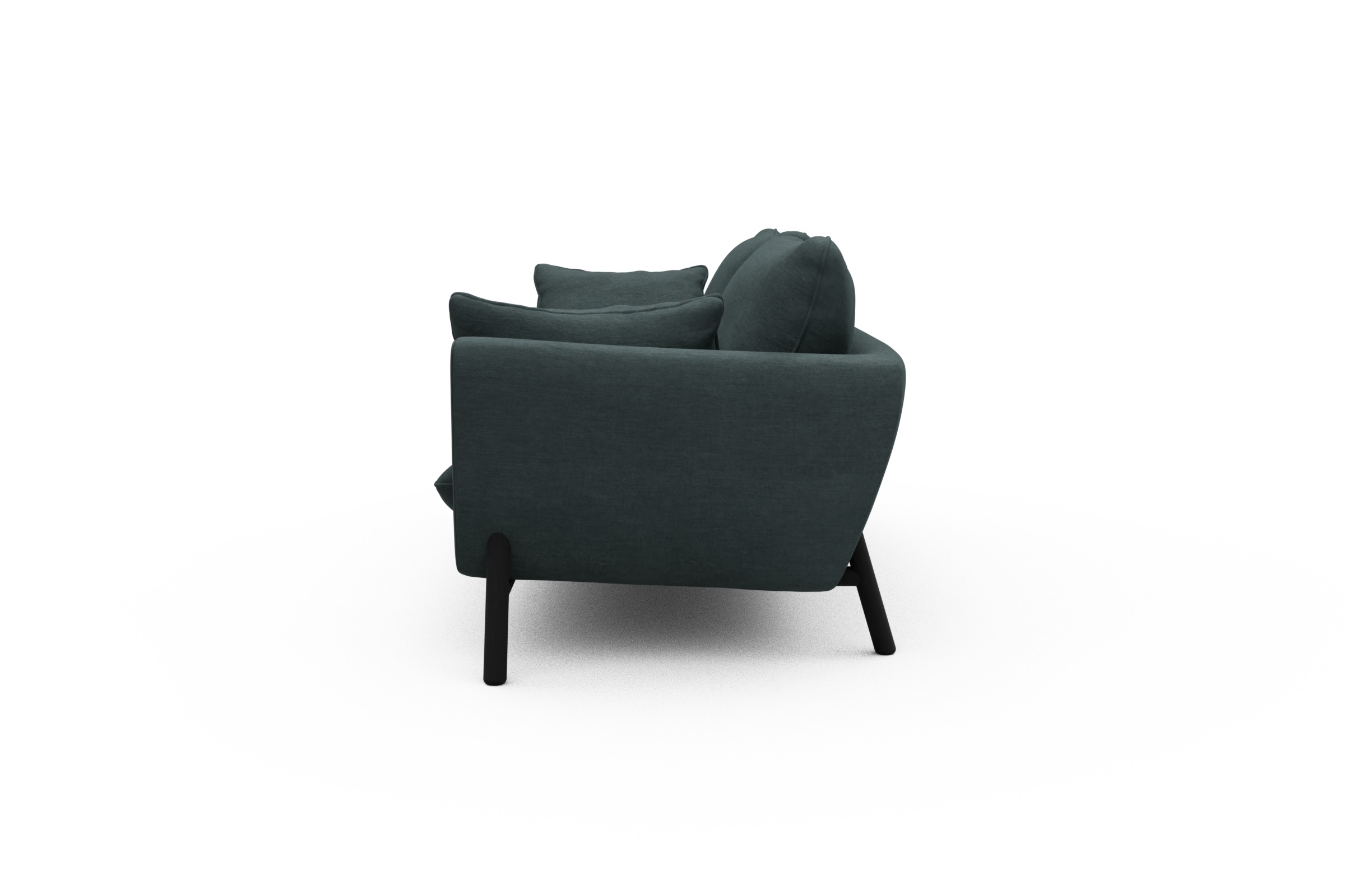 Sofa Emil 3-Sitzer Beinfarbe Eiche Schwarz Vivus-Blue