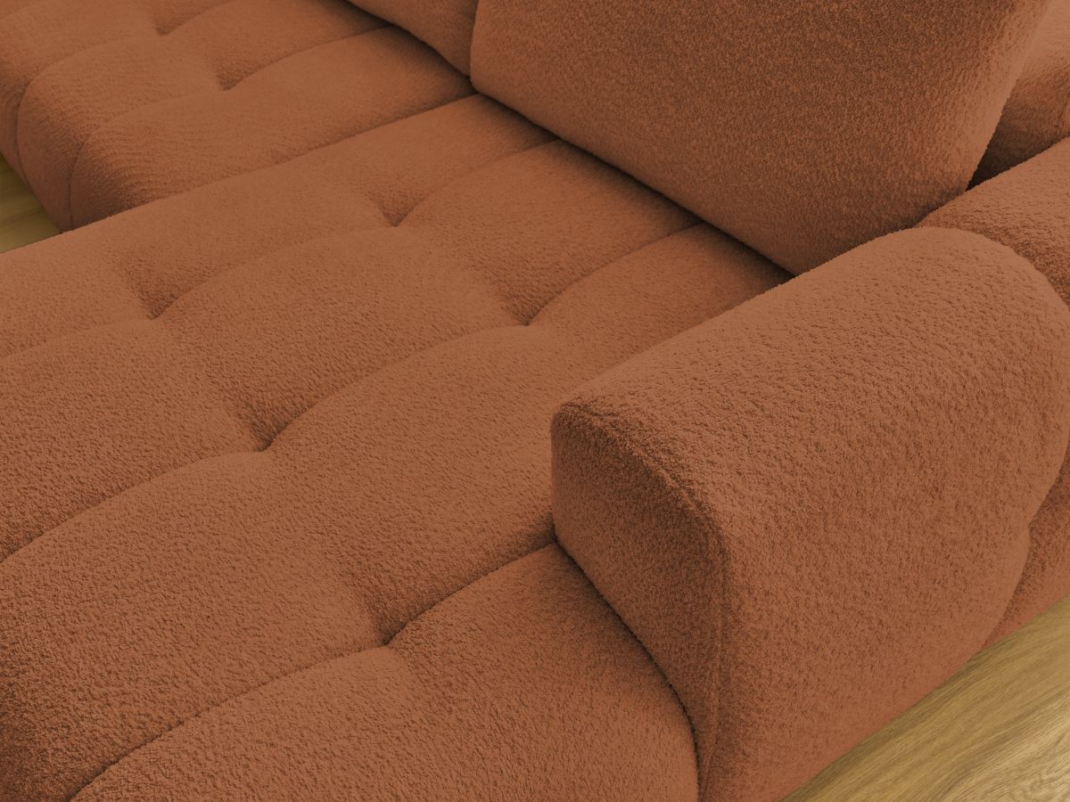 Bobochic Fuji Wohnlandschaft mit Pouf Bouclé-Stoff Orange Ecke links