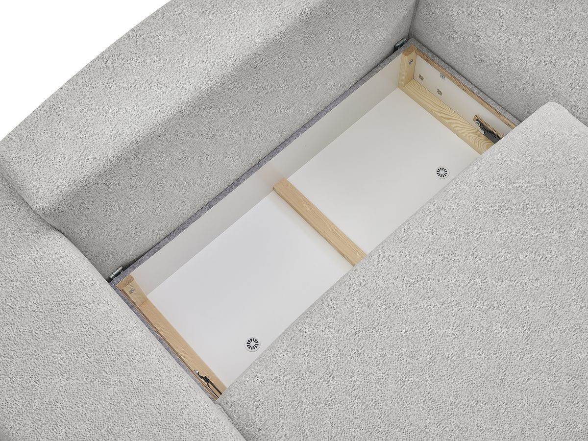 Bobochic Voltaire Ecksofa mit Schlaffunktion und Bettkasten Melange-Stoff Hellgrau