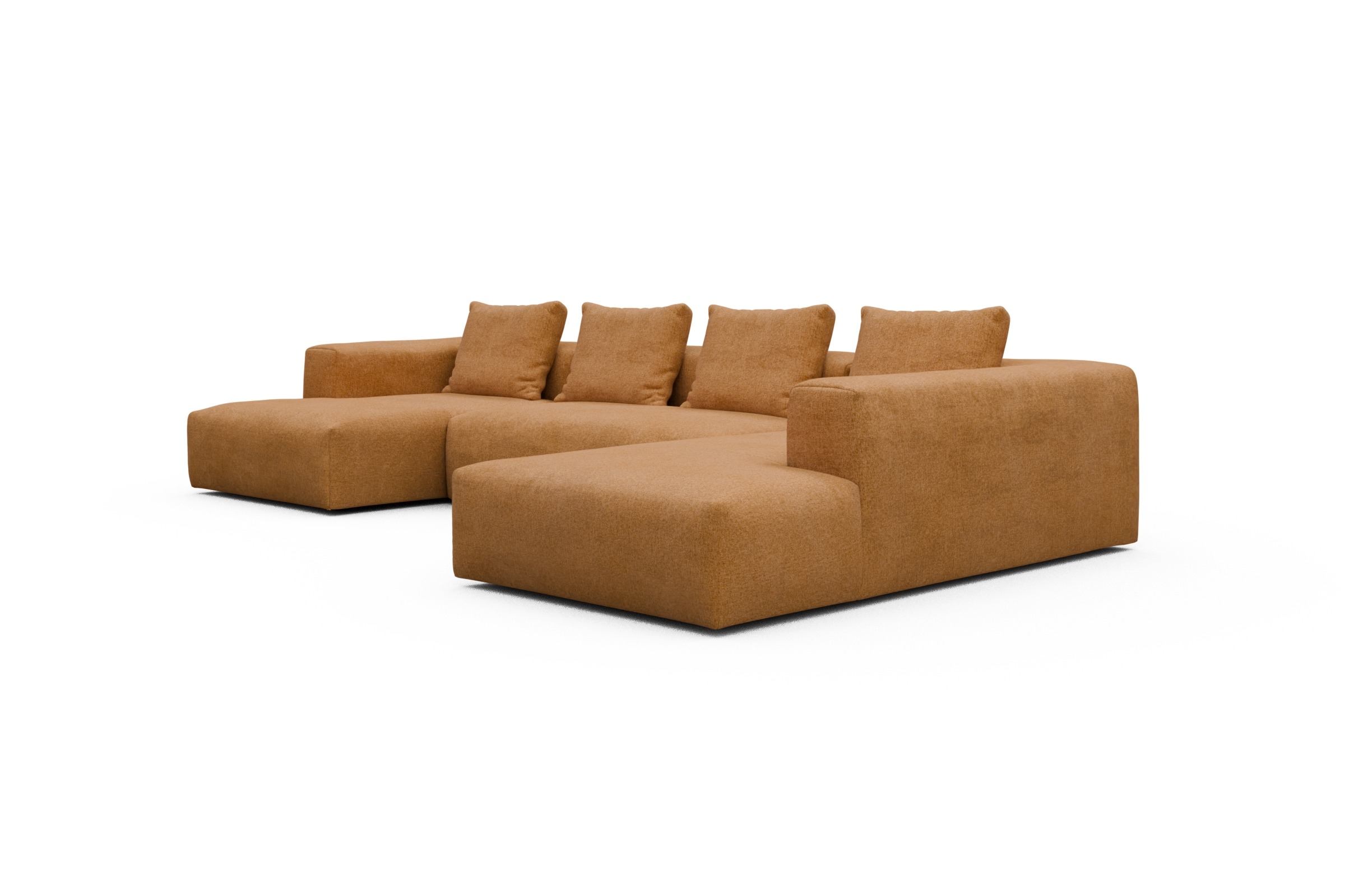 Wohnlandschaft Fred Relax-Ecke rechts mit 2-Sitzer und Chaiselongue links Strukturierter Stoff Casone 497-Warm-Yellow