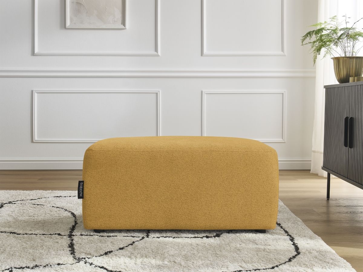 Bobochic Atilla Pouf Melange-Stoff Gelb