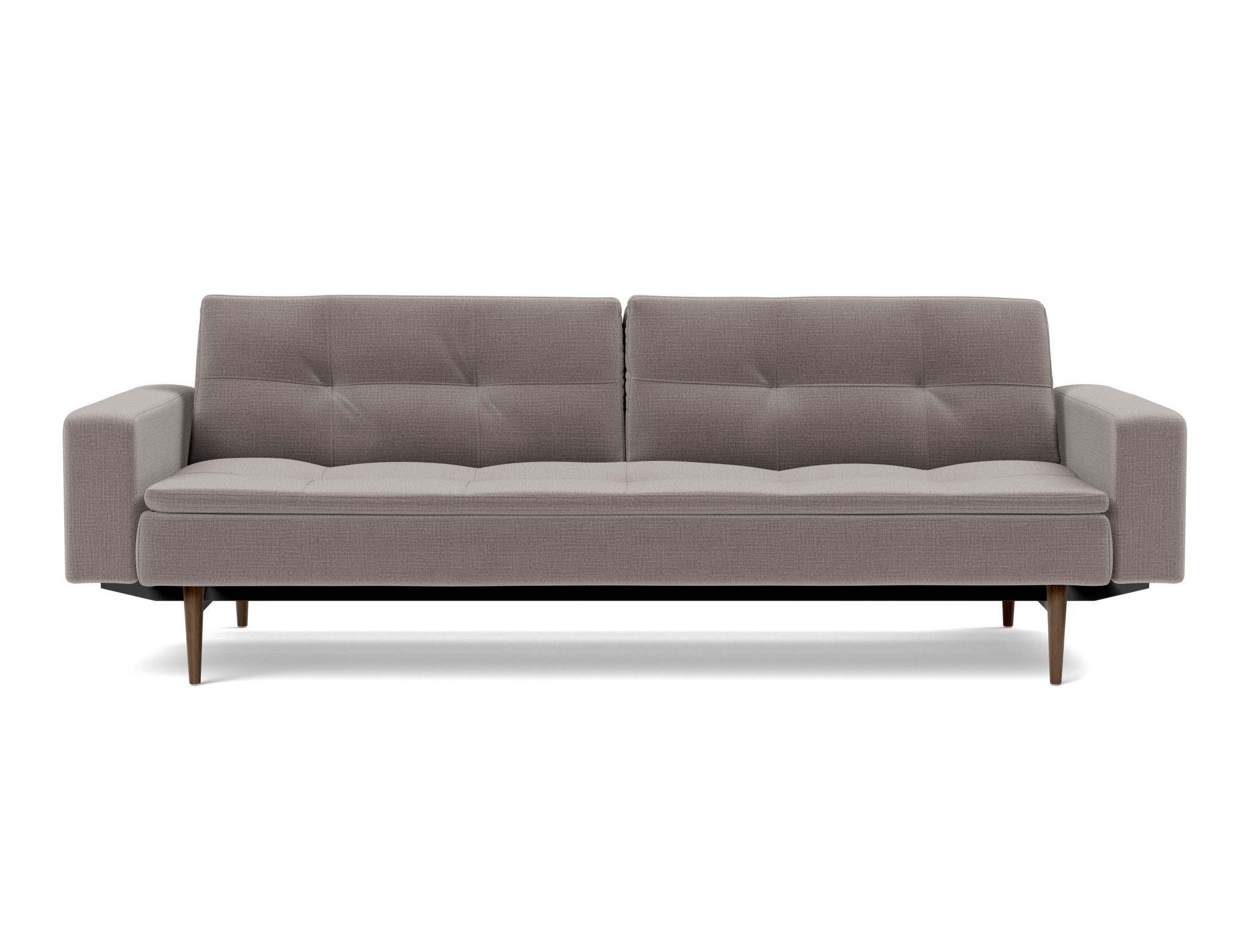 Schlafsofa Dublexo mit Armlehnen Chenille Esina 418-Truffle Beine Styletto Eiche dunkel