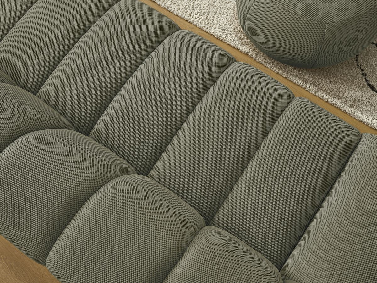 Bobochic Hayden Sofa 4-Sitzer mit Pouf Mesh-Stoff Grün