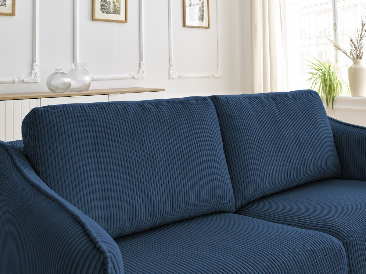 Bobochic Lenny Schlafsofa 3-Sitzer Cordsamt Dunkelblau