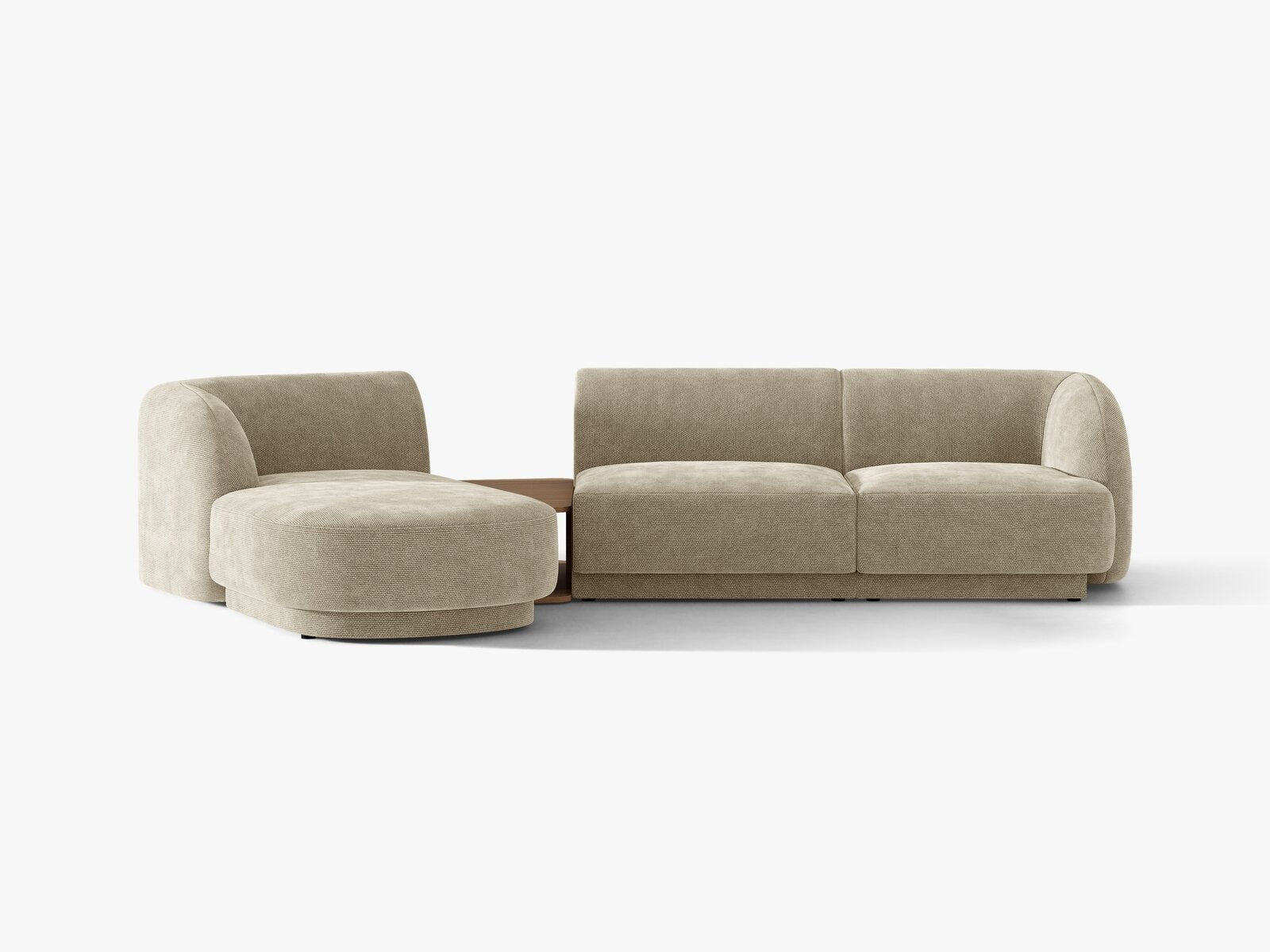 Micadoni Modulares Sofa Miley mit Recamiere 3-Sitzer Links Chenille Eden Dunkelbeige