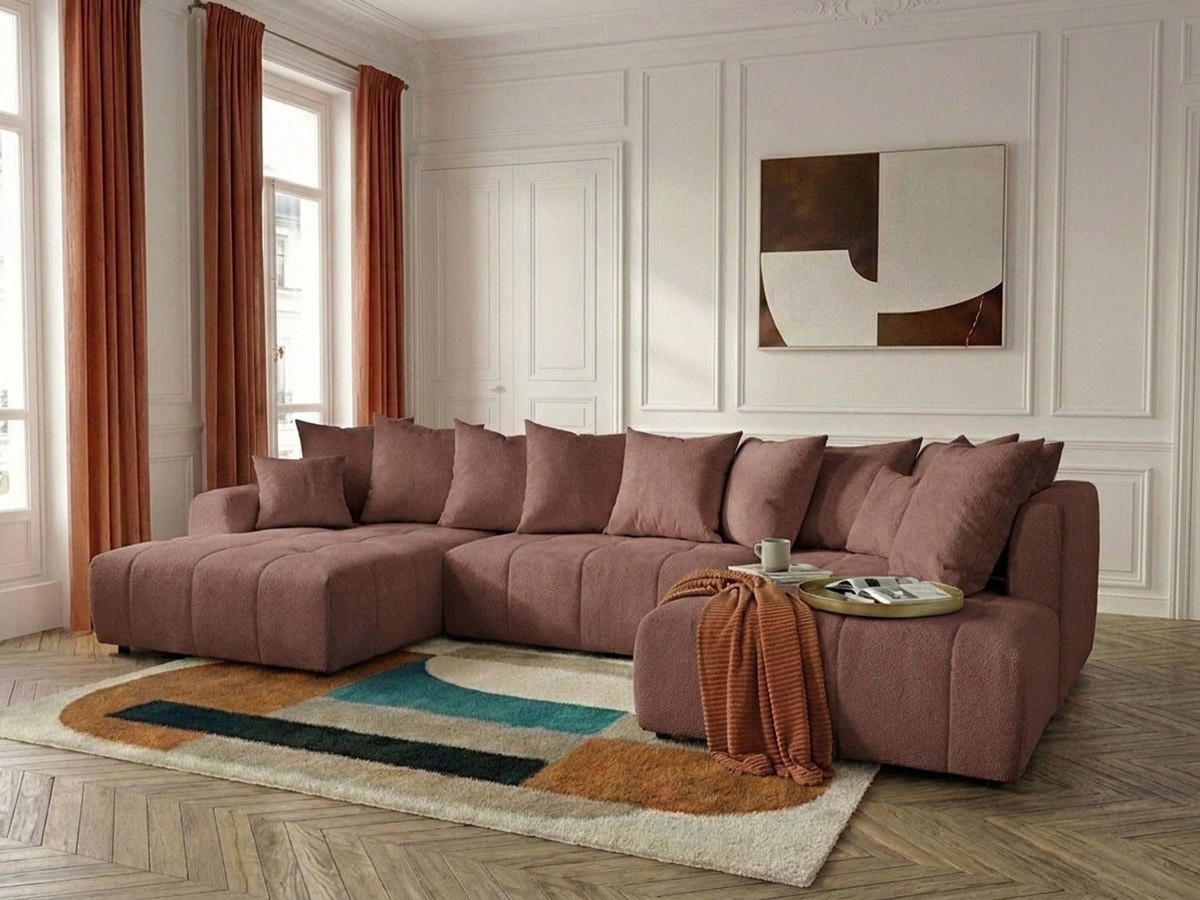 Bobochic Roxelane Wohnlandschaft Melange-Stoff Rot Ecke links