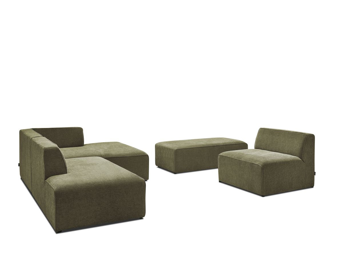 Bobochic Megeve Ecksofa mit Pouf Strukturstoff Grün Ecke rechts