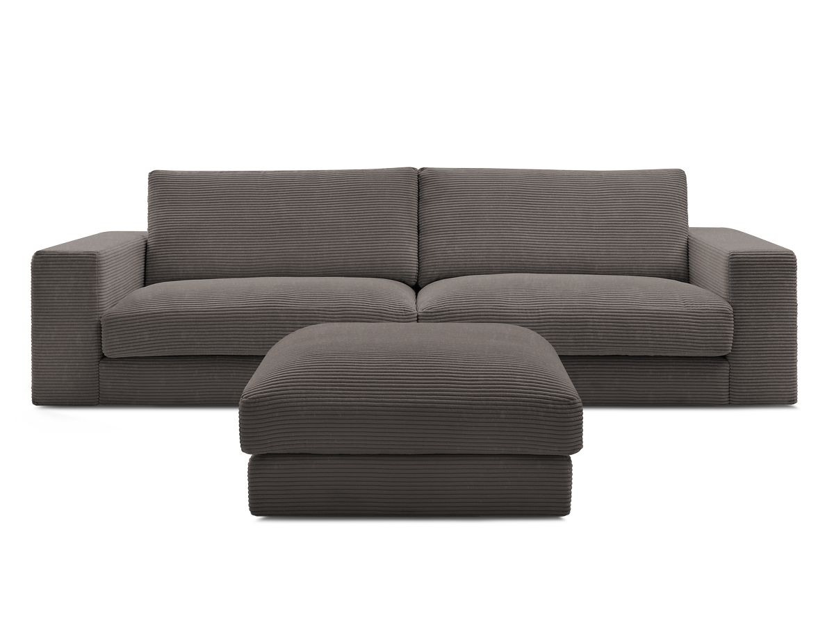 Bobochic Leonard Sofa 4-Sitzer mit Pouf 234 × 109 cm Cordsamt Braun