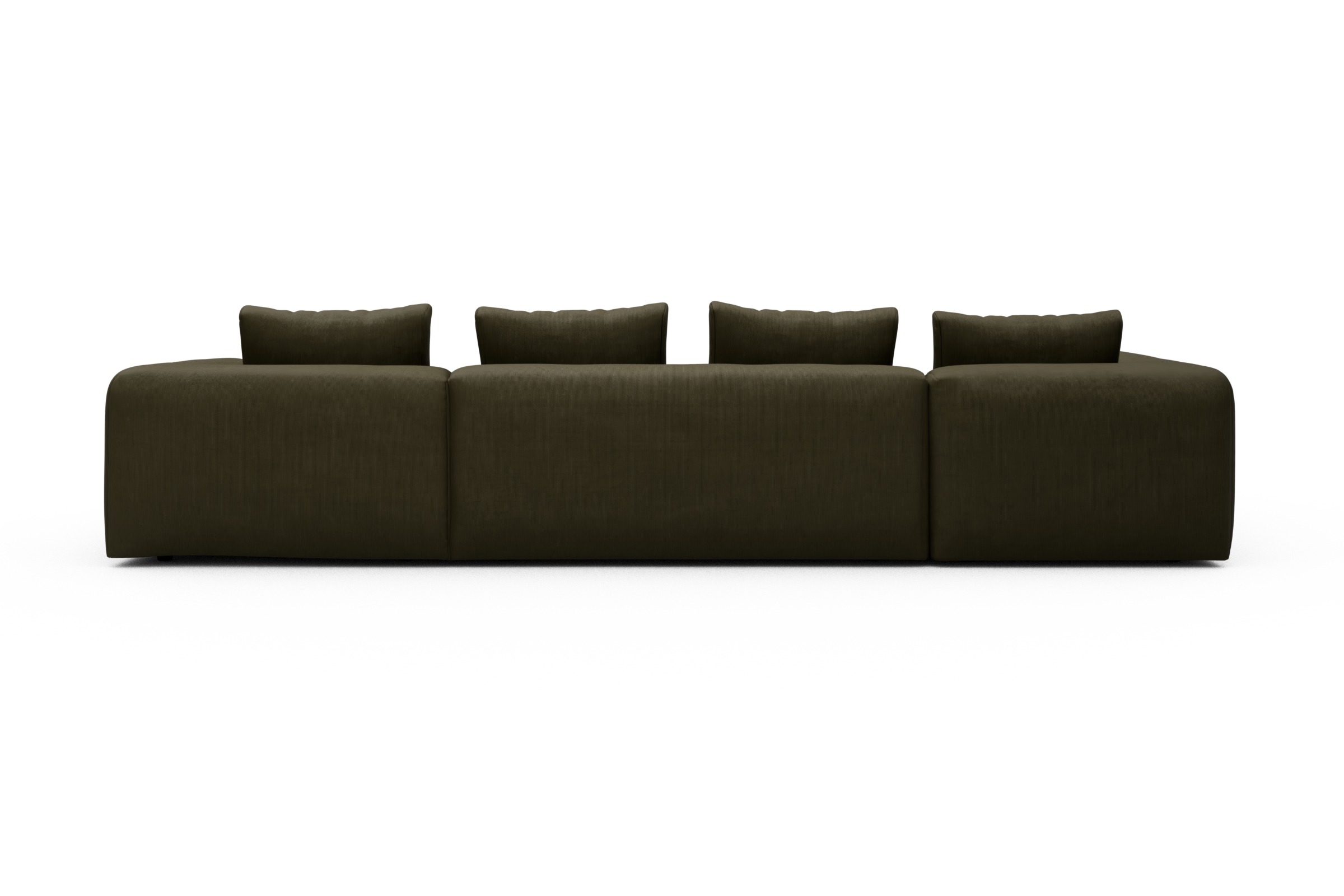 Wohnlandschaft Fred Chaiselongue rechts mit 2-Sitzer und lange Armlehne links Cordufine-Pine-Green