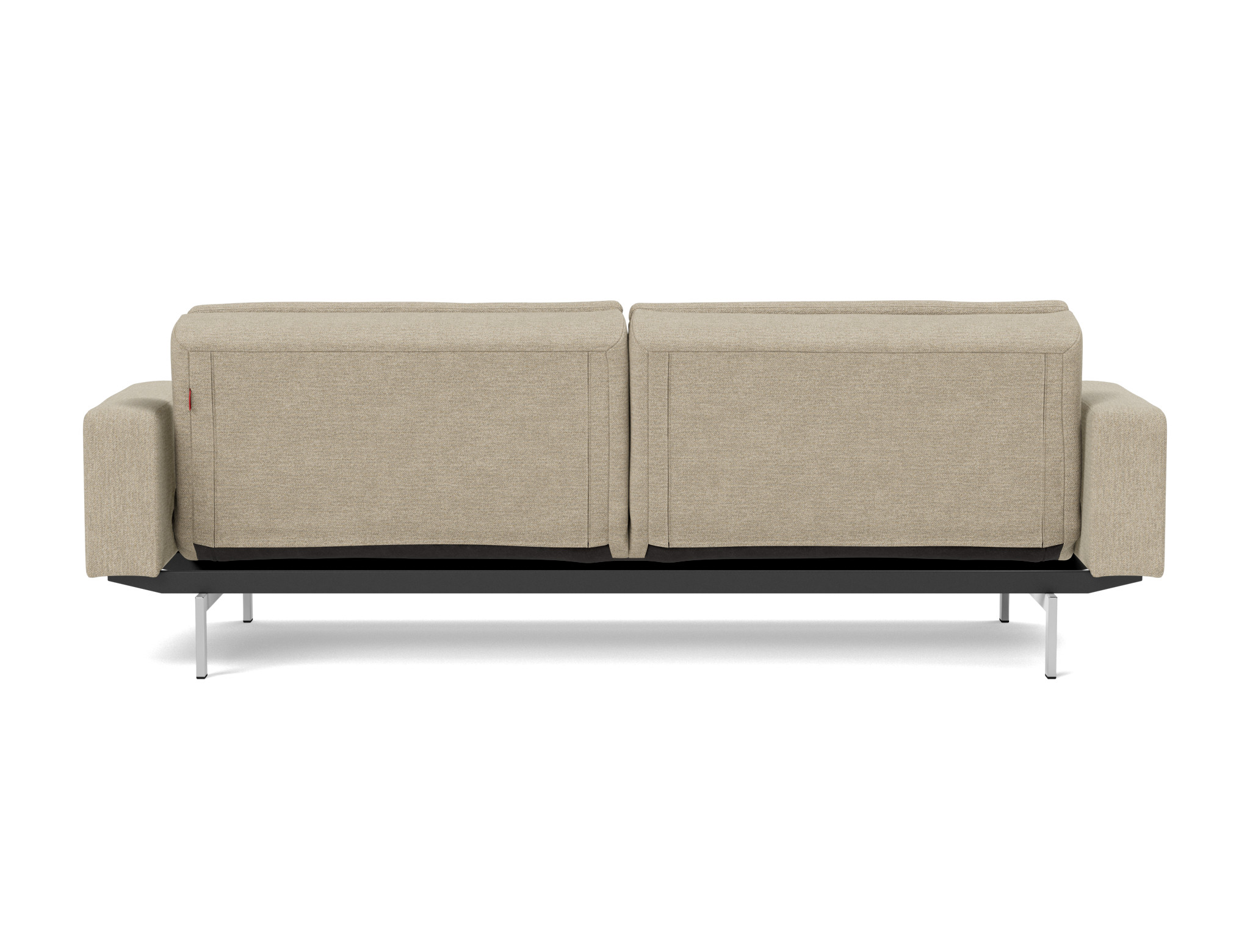 Schlafsofa Dublexo mit Armlehnen Strukturierter Stoff Taura 356-Sand Beine Chrom