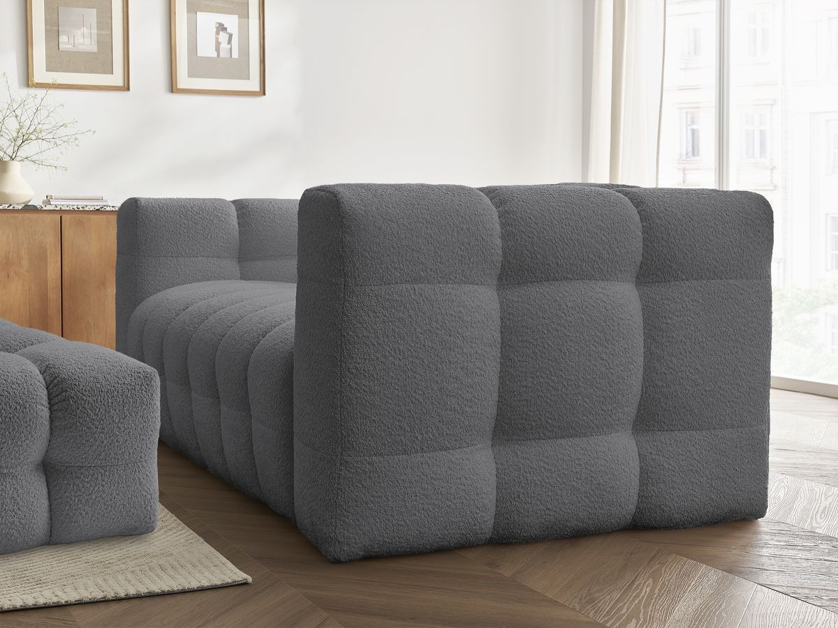 Bobochic Cloud Schlafsofa 3-Sitzer mit Pouf Bouclé-Stoff Dunkelgrau