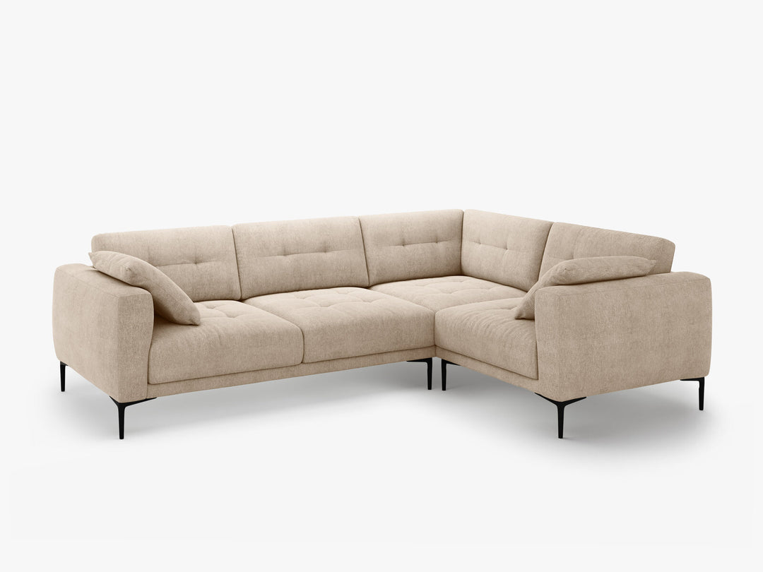Micadoni Ecksofa Bemy 4-Sitzer Rechts Strukturierter Stoff Sand