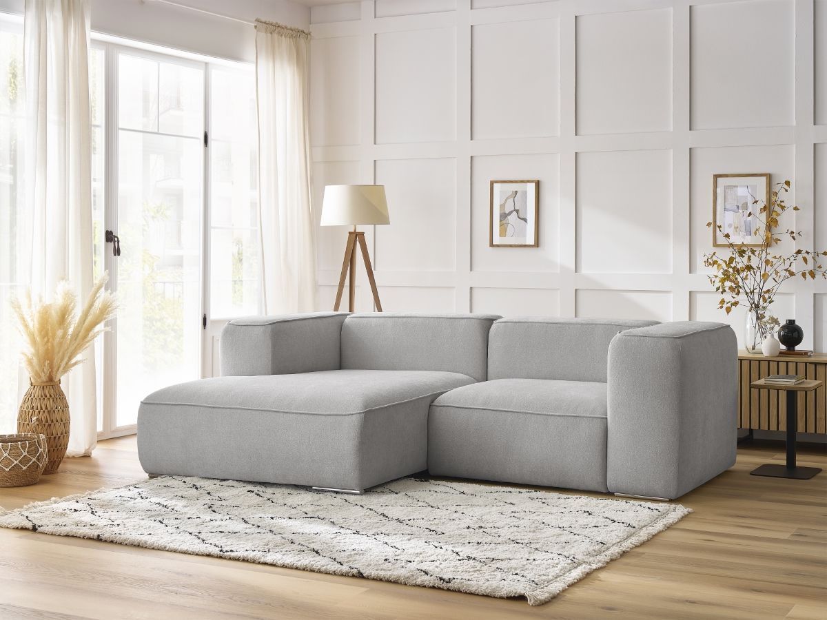 Bobochic Zephyr Ecksofa 260 × 165 cm Strukturstoff Hellgrau Ecke links