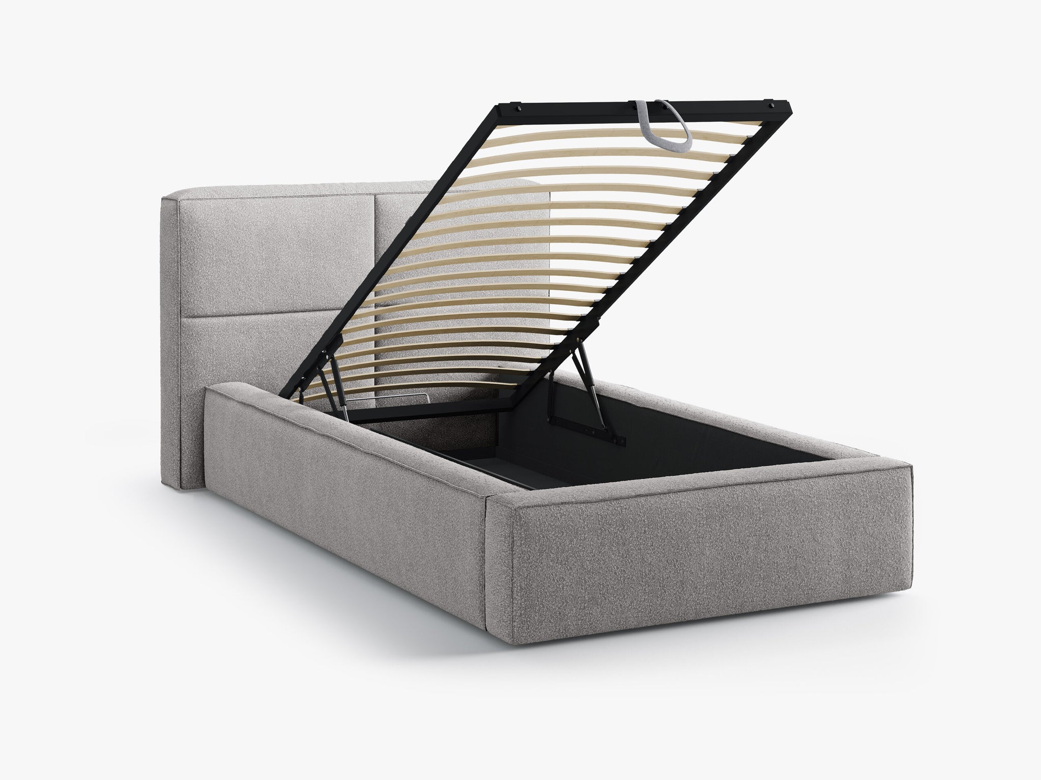 Micadoni Stauraumbett mit Kopfteil Darren Boucle Legend Dunkelbeige 90x200