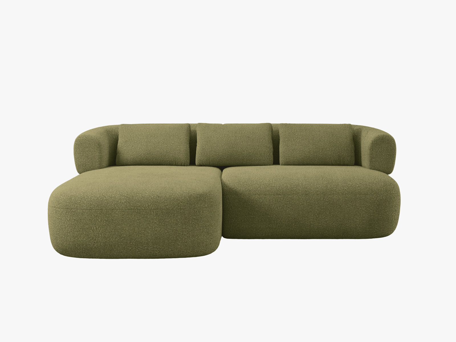 Micadoni 5-Sitzer Ecksofa Jenny Kleine Version Links Boucle Now or Never Grün
