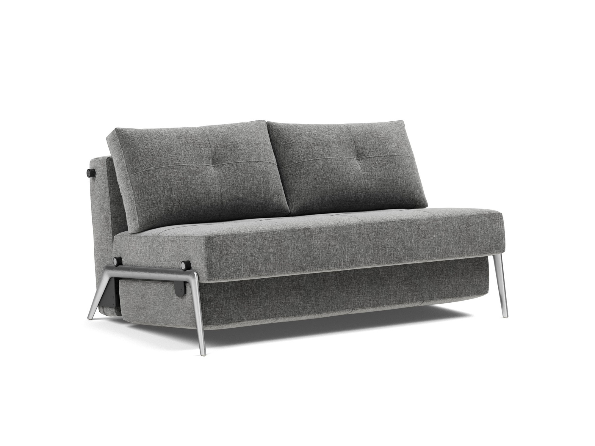 Schlafsofa Cubed 140 Strukturierter Stoff Twist 563-Charcoal Beine Aluminium