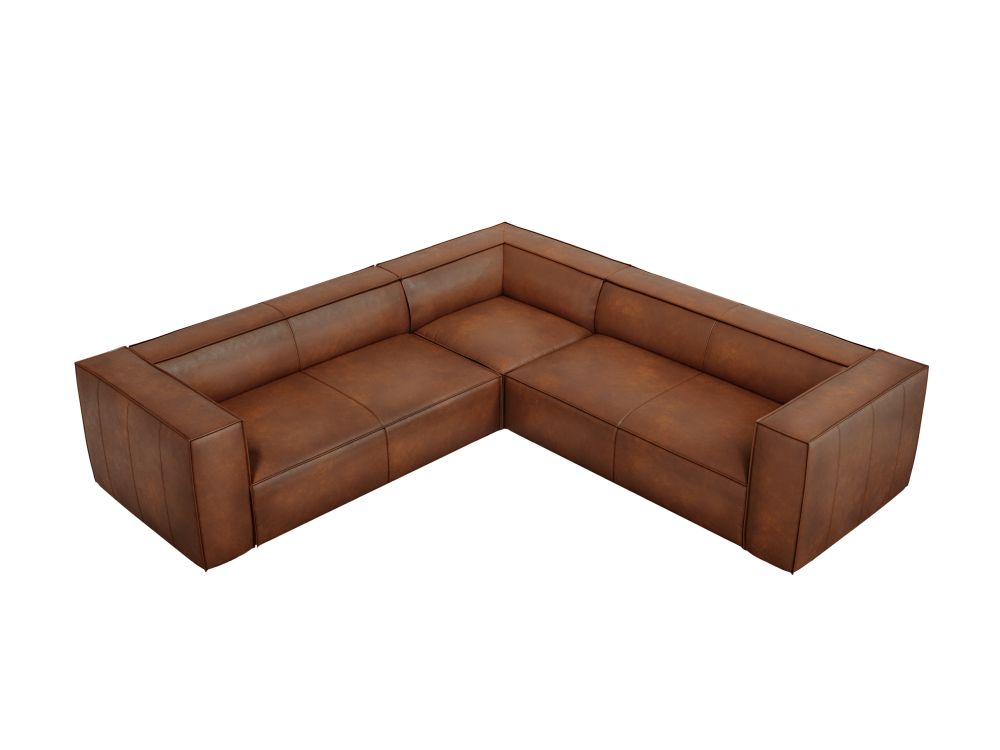 Cosmopolitan Design Symmetrisches Ecksofa Turin 5-Sitzer Leder Granada Braun