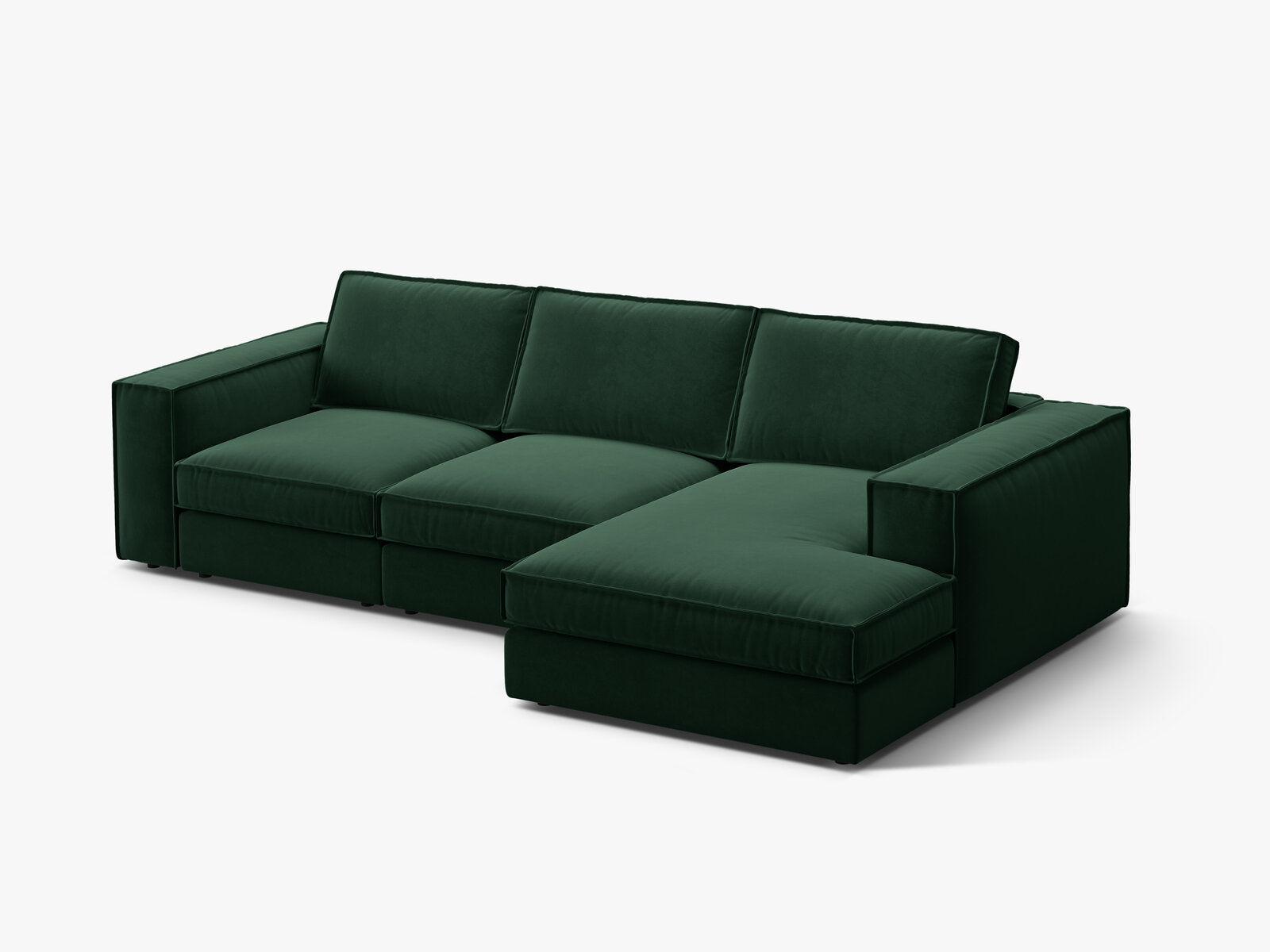 Micadoni modulares Ecksofa Pola 3-Sitzer Rechts Samt Salvador Flaschengrün