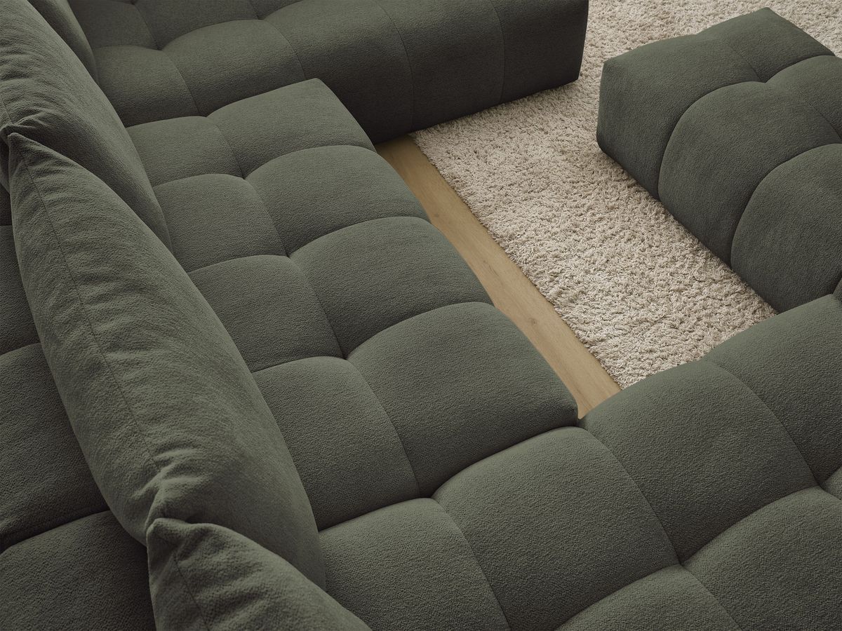 Bobochic Everest Wohnlandschaft mit Pouf, 6 Kissen Melange-Stoff Grün Ecke links