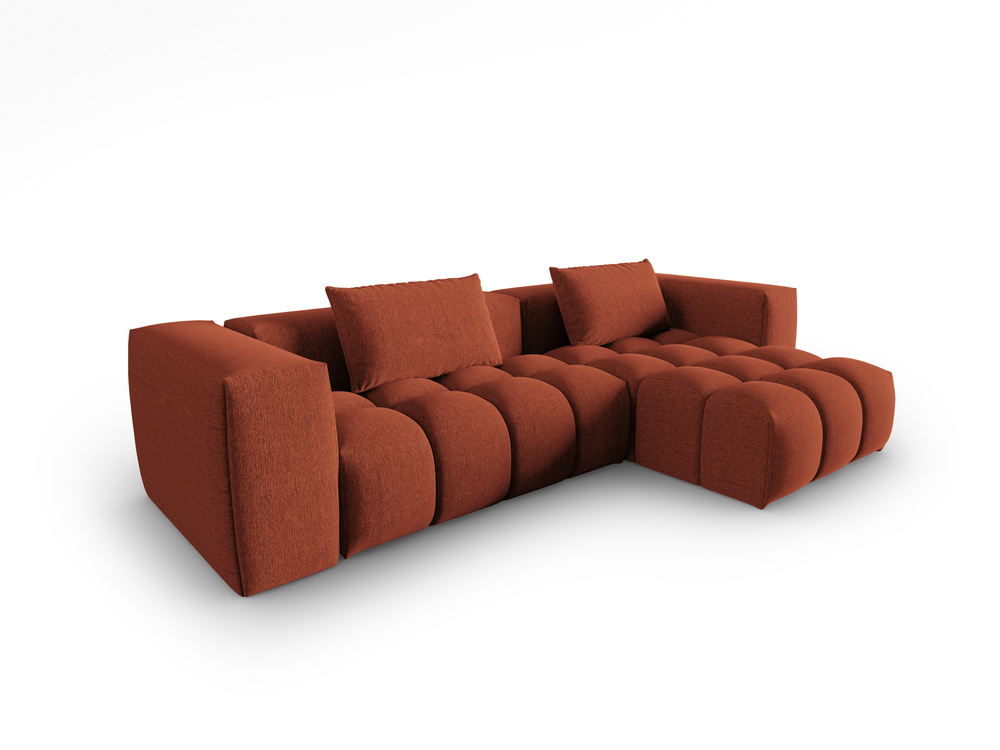 Cosmopolitan Design Ecksofa Verona 3-Sitzer Strukturierter Stoff Sorella Koralle Rechts