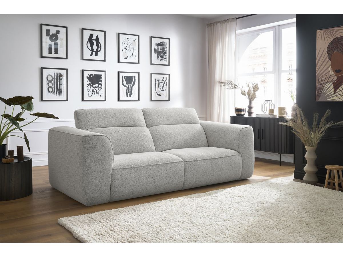 Bobochic William Sofa 3-Sitzer Melange-Stoff Weiß