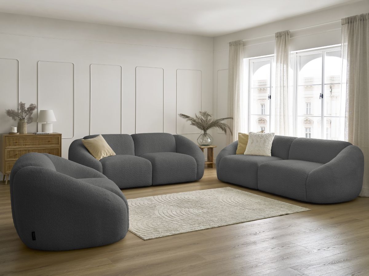 Bobochic Tina Sofa 6-Sitzer Bouclé-Stoff Dunkelgrau