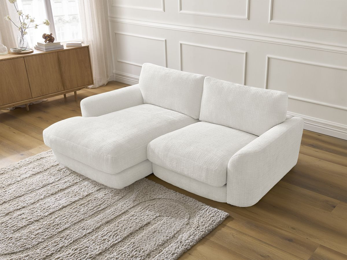 Bobochic Leonore Ecksofa Strukturstoff Weiß Ecke links