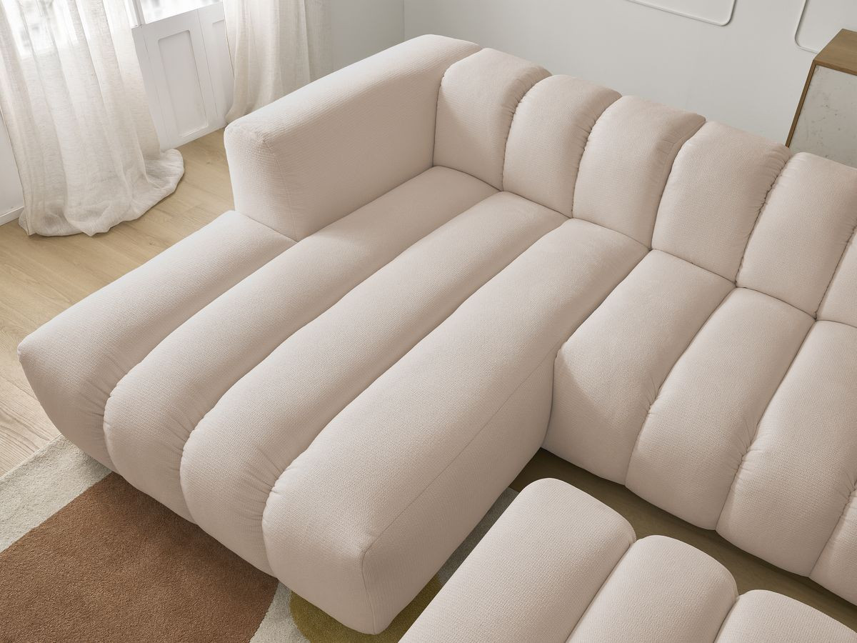 Bobochic Talia Ecksofa mit Pouf Melange-Stoff Beige Ecke links