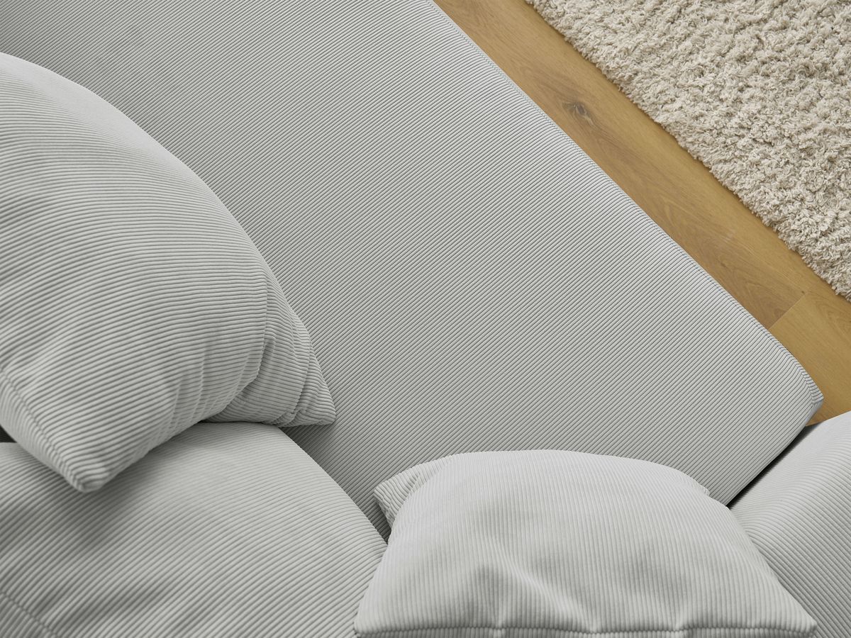 Bobochic Sidonie Schlafsofa 3-Sitzer mit Bettkasten Cordsamt Hellgrau