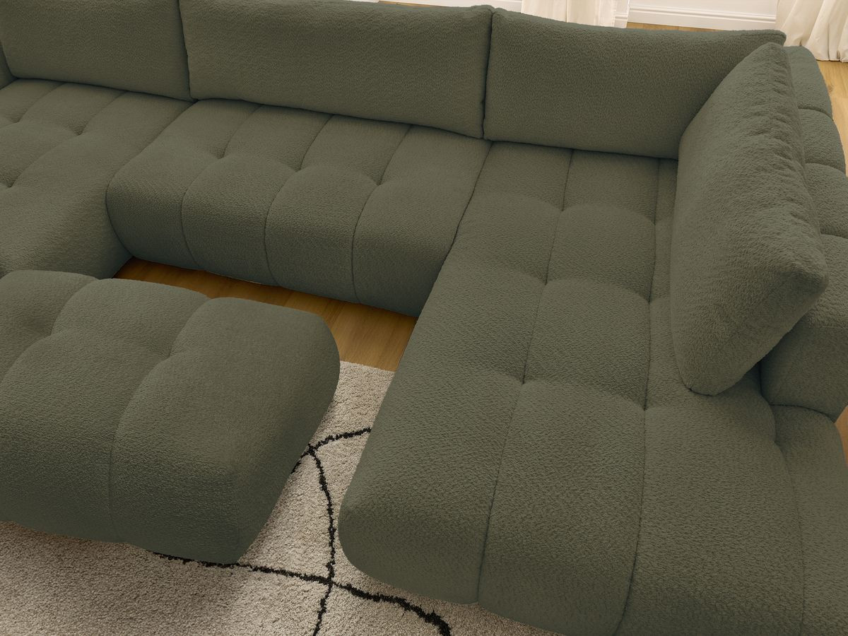 Bobochic Fuji Wohnlandschaft mit Pouf Bouclé-Stoff Grün Ecke links