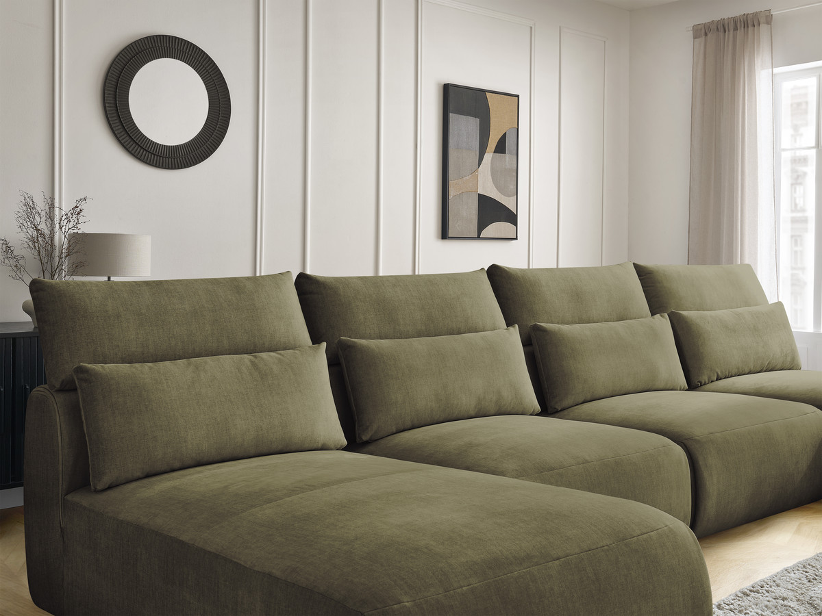 Bobochic Jana Wohnlandschaft mit kleinem Pouf Samt Grün