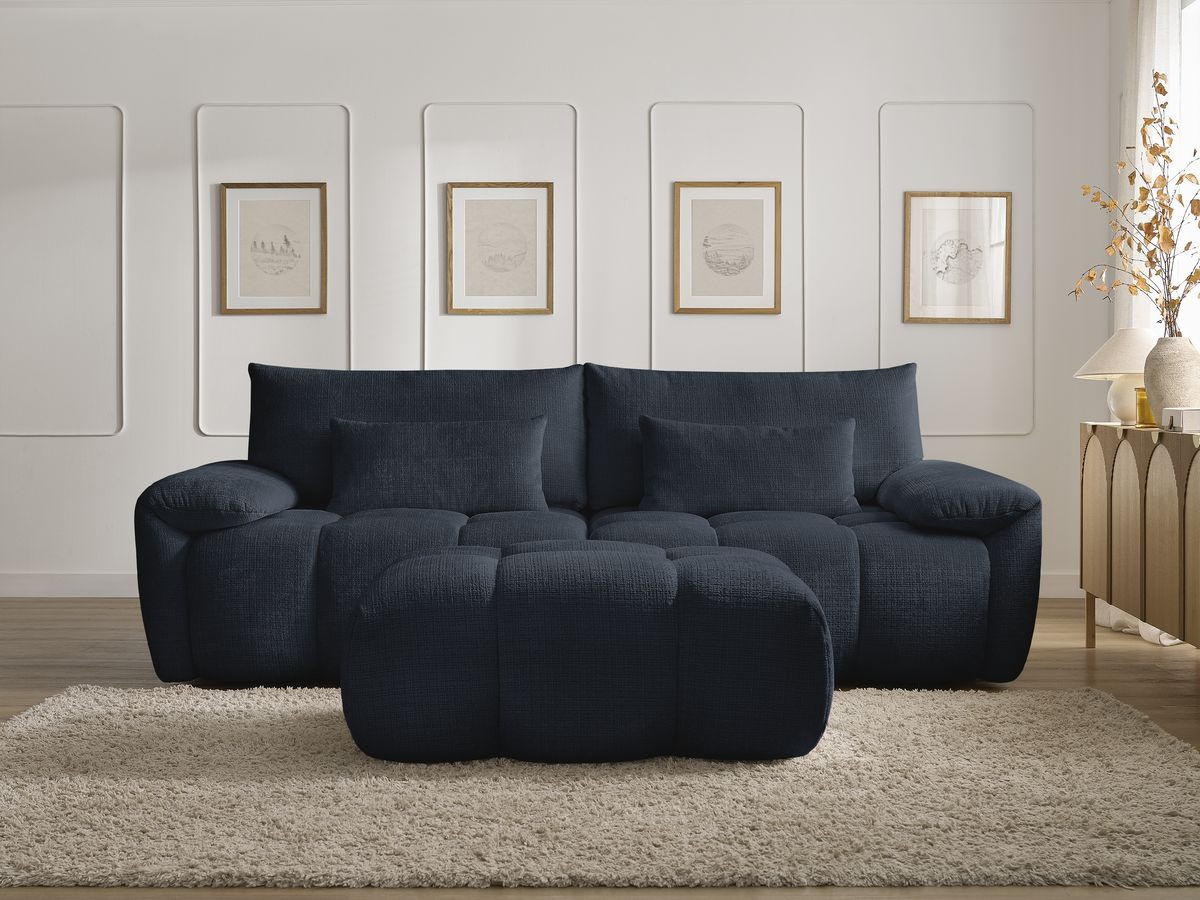 Bobochic Ivane Sofa 4-Sitzer Strukturstoff Dunkelblau