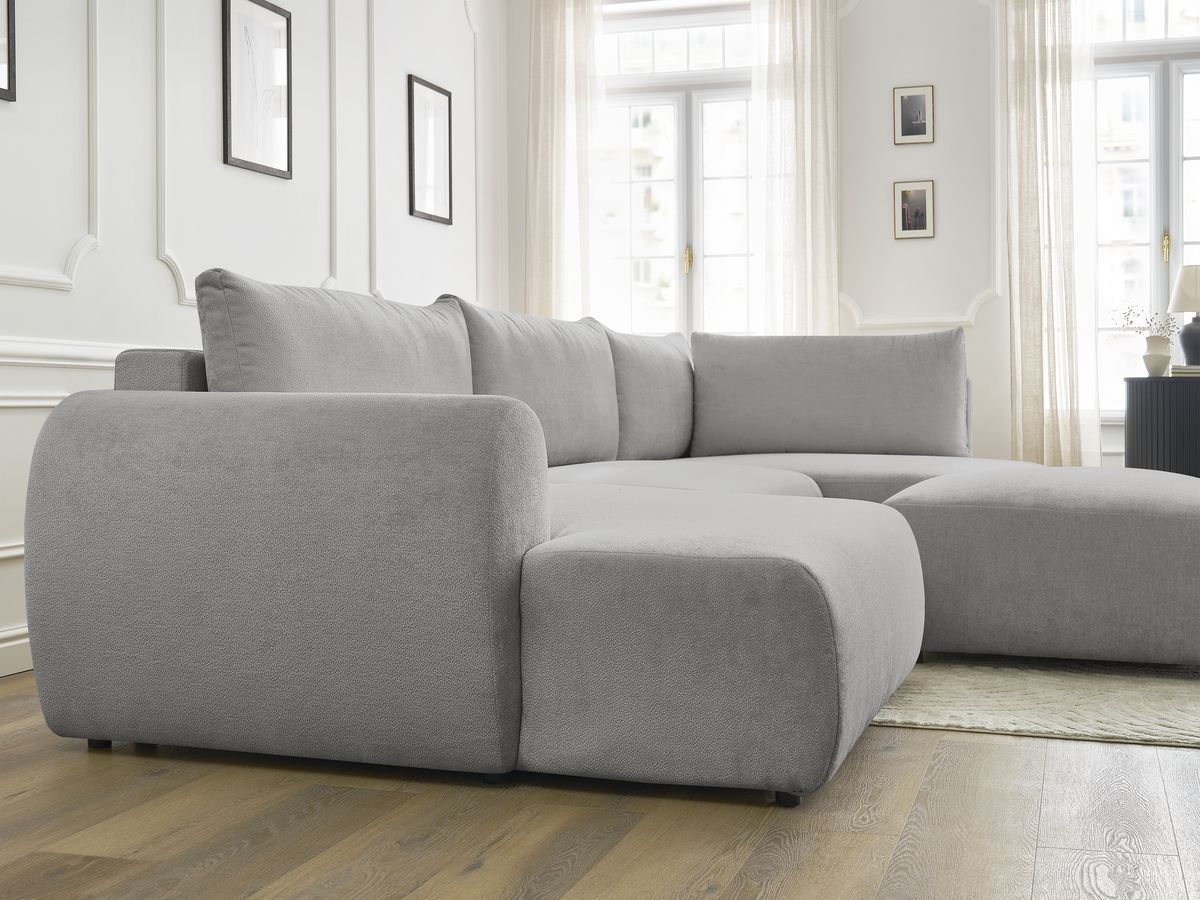 Bobochic Lucien Wohnlandschaft mit Pouf Stoff Hellgrau Ecke links