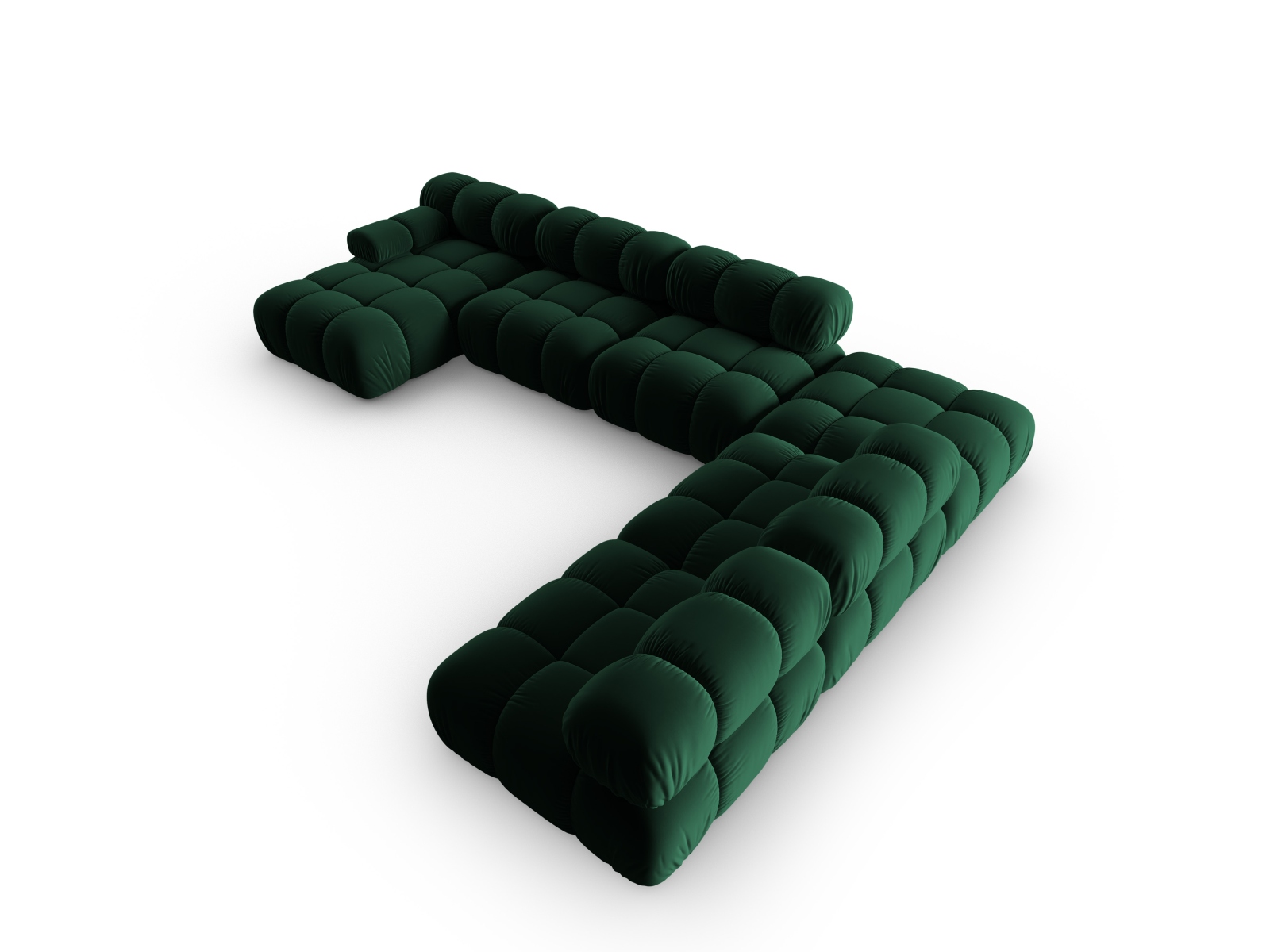 Micadoni Modulares Panorama Ecksofa Bellis 7-Sitzer Rechts Samt Bluvel Flaschengrün