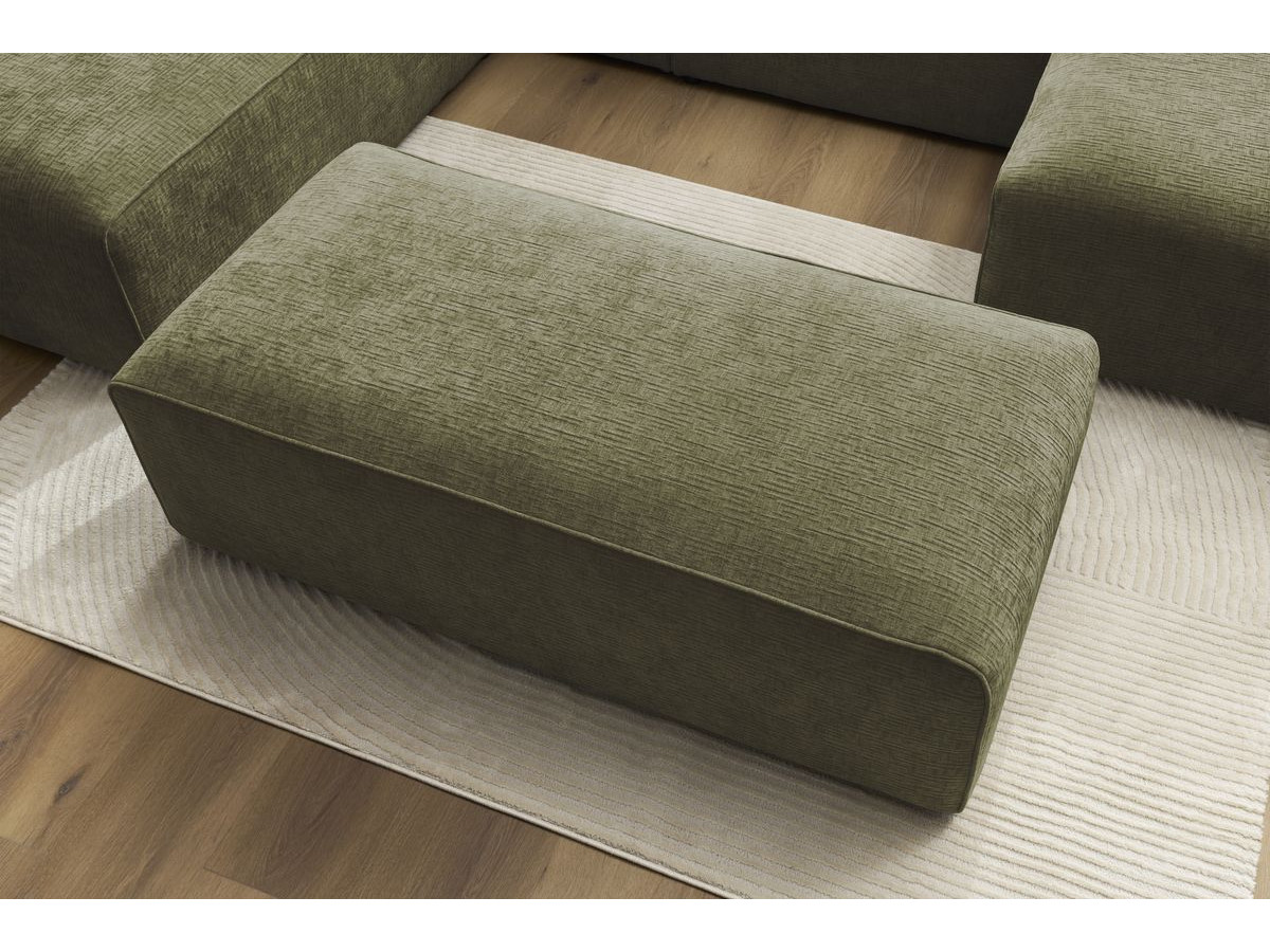 Bobochic Megeve Wohnlandschaft mit Pouf Strukturstoff Grün Ecke rechts