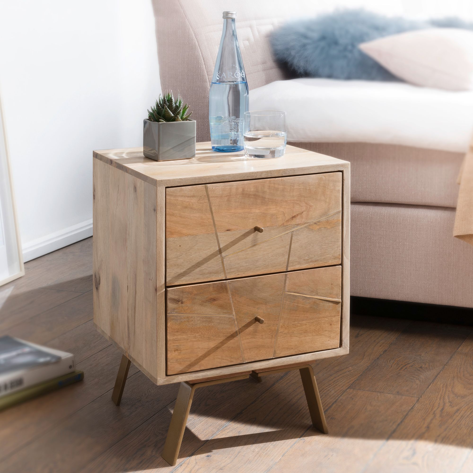 Nachttisch Dale Mango Massivholz 40 × 40 × 56 cm