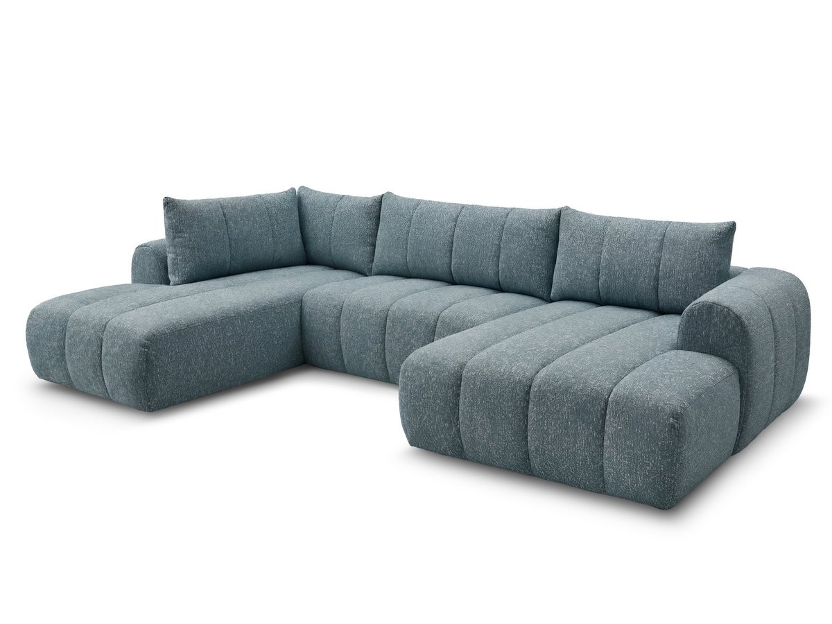Bobochic Nesty Wohnlandschaft Melange-Stoff Blau Ecke rechts