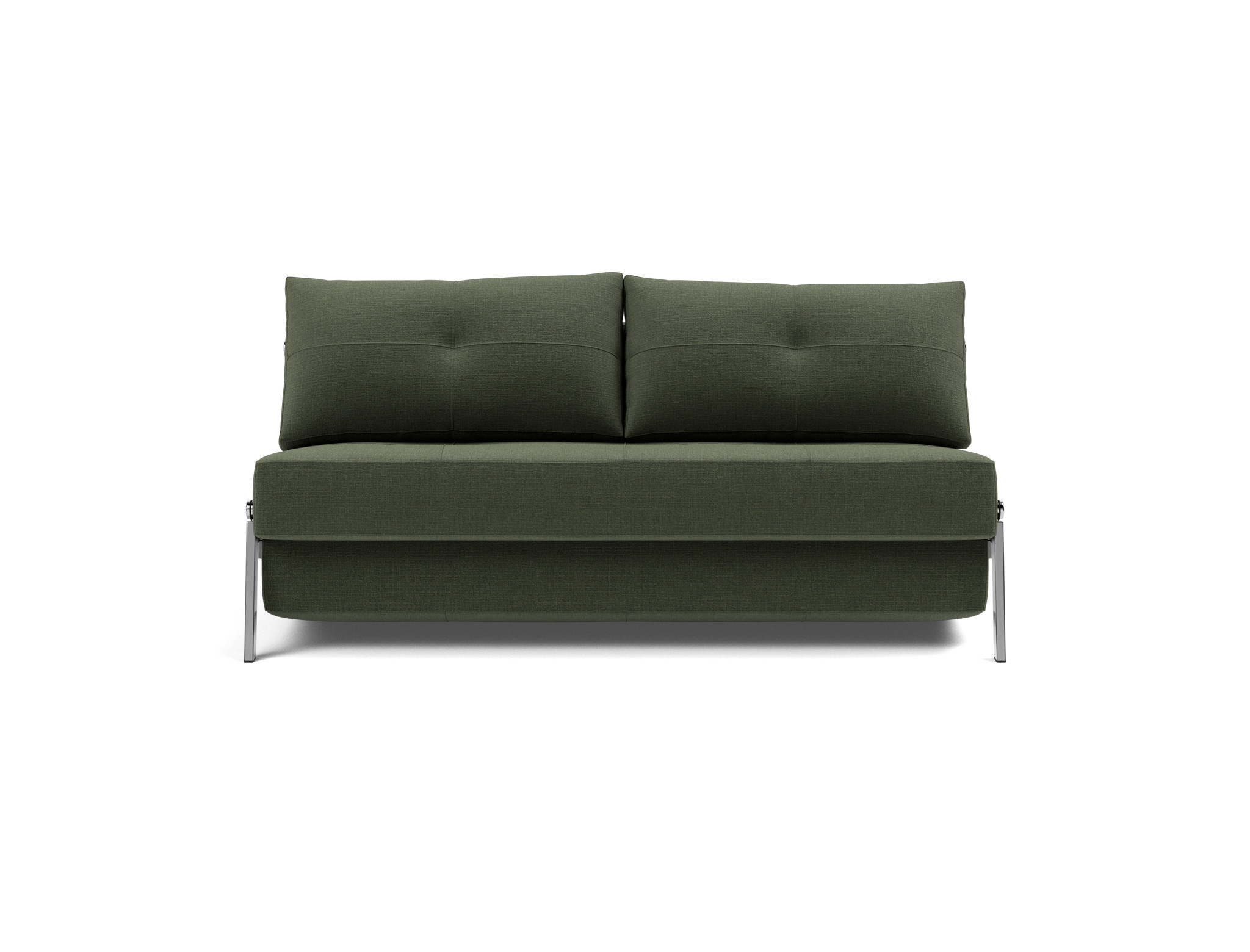 Schlafsofa Cubed 160 Chenille Esina 413-Olive-Green Beine Chrom
