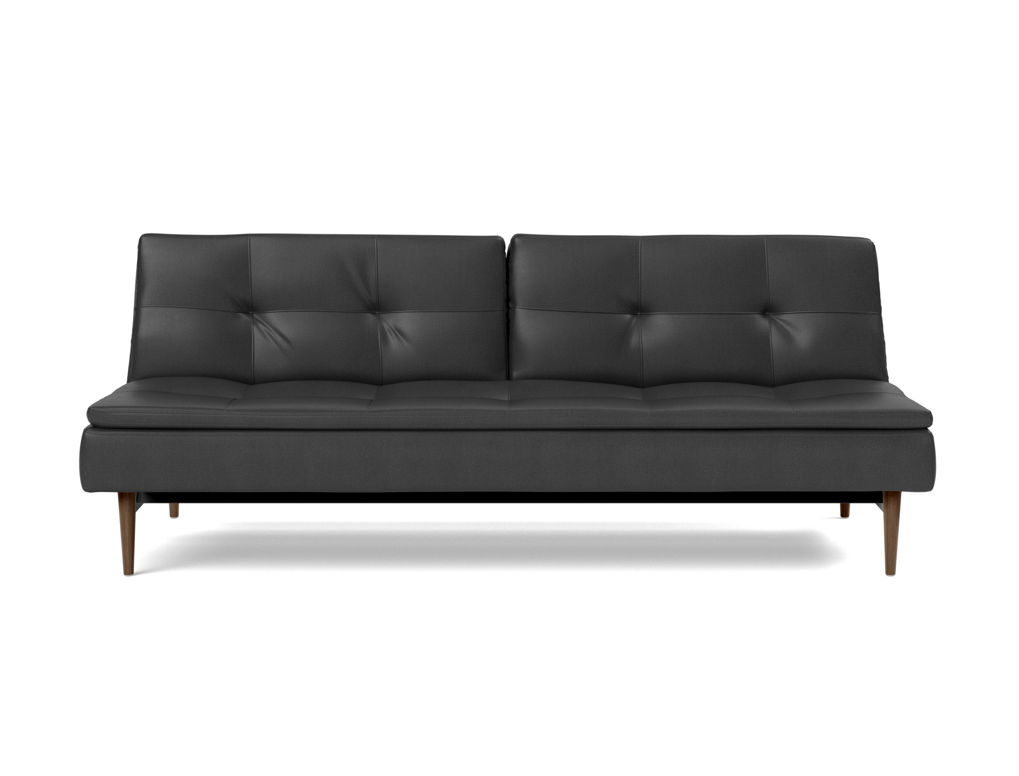 Schlafsofa Dublexo Lederoptik Faunal 550-Black Beine Styletto Eiche dunkel