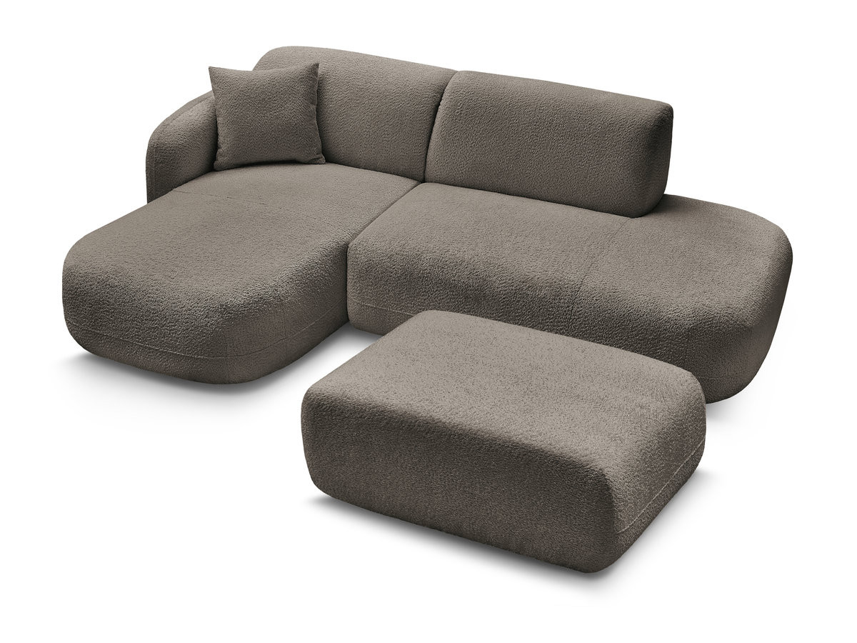 Bobochic Anda Ecksofa mit Pouf 241 × 163 cm Chenille Taupe Ecke links