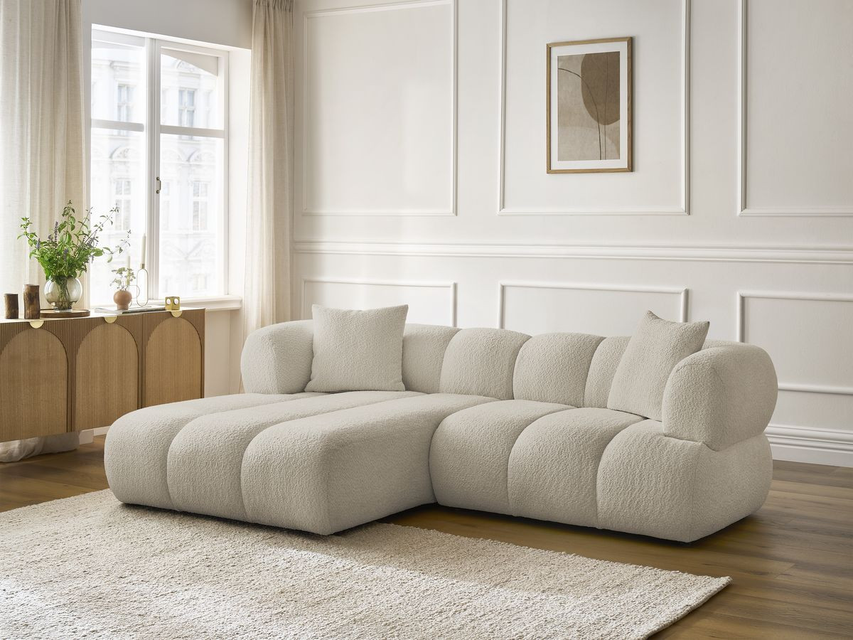 Bobochic Pamira Ecksofa Bouclé-Stoff Beige Ecke links