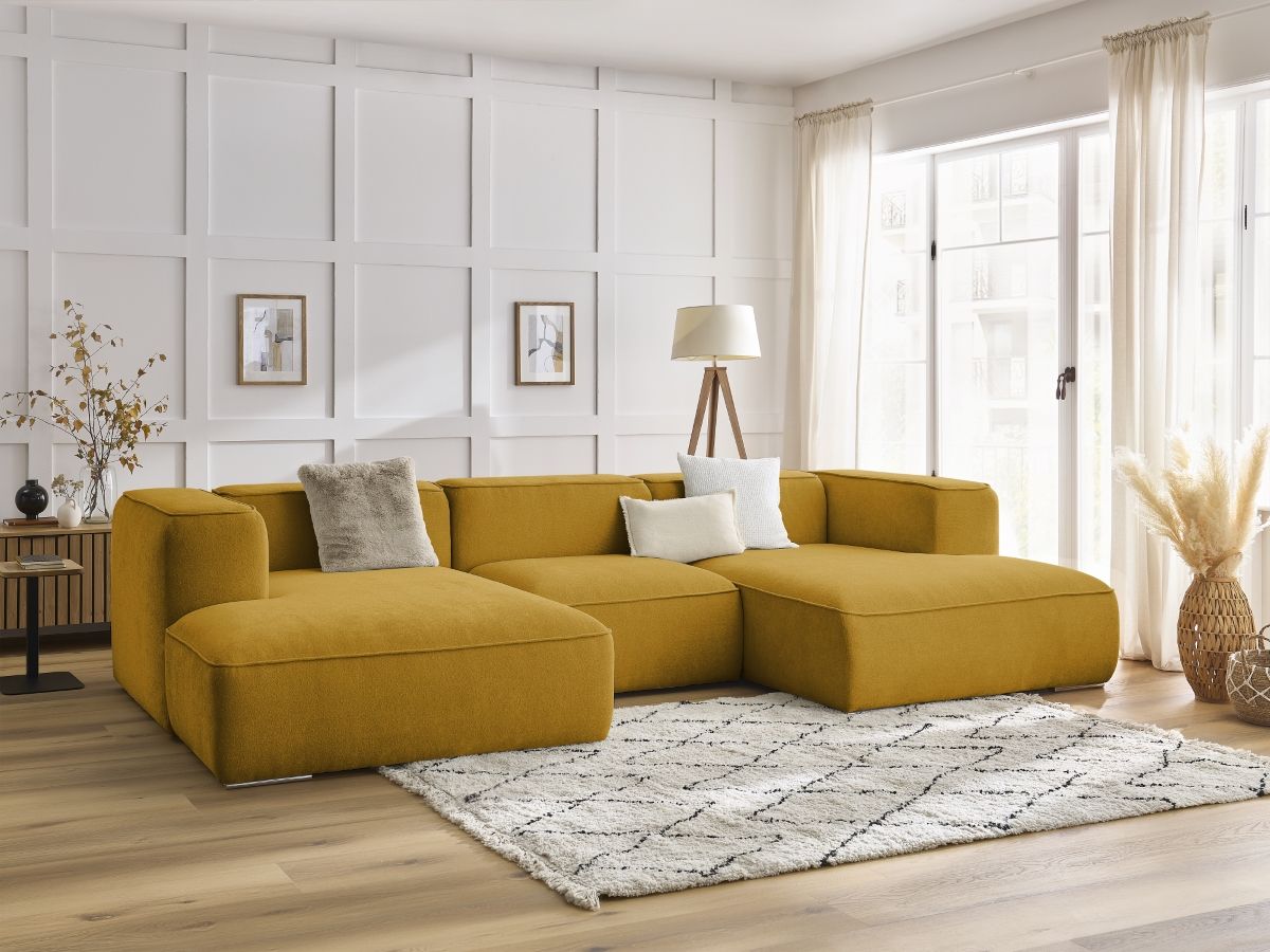 Bobochic Zephyr Wohnlandschaft Strukturstoff Gelb