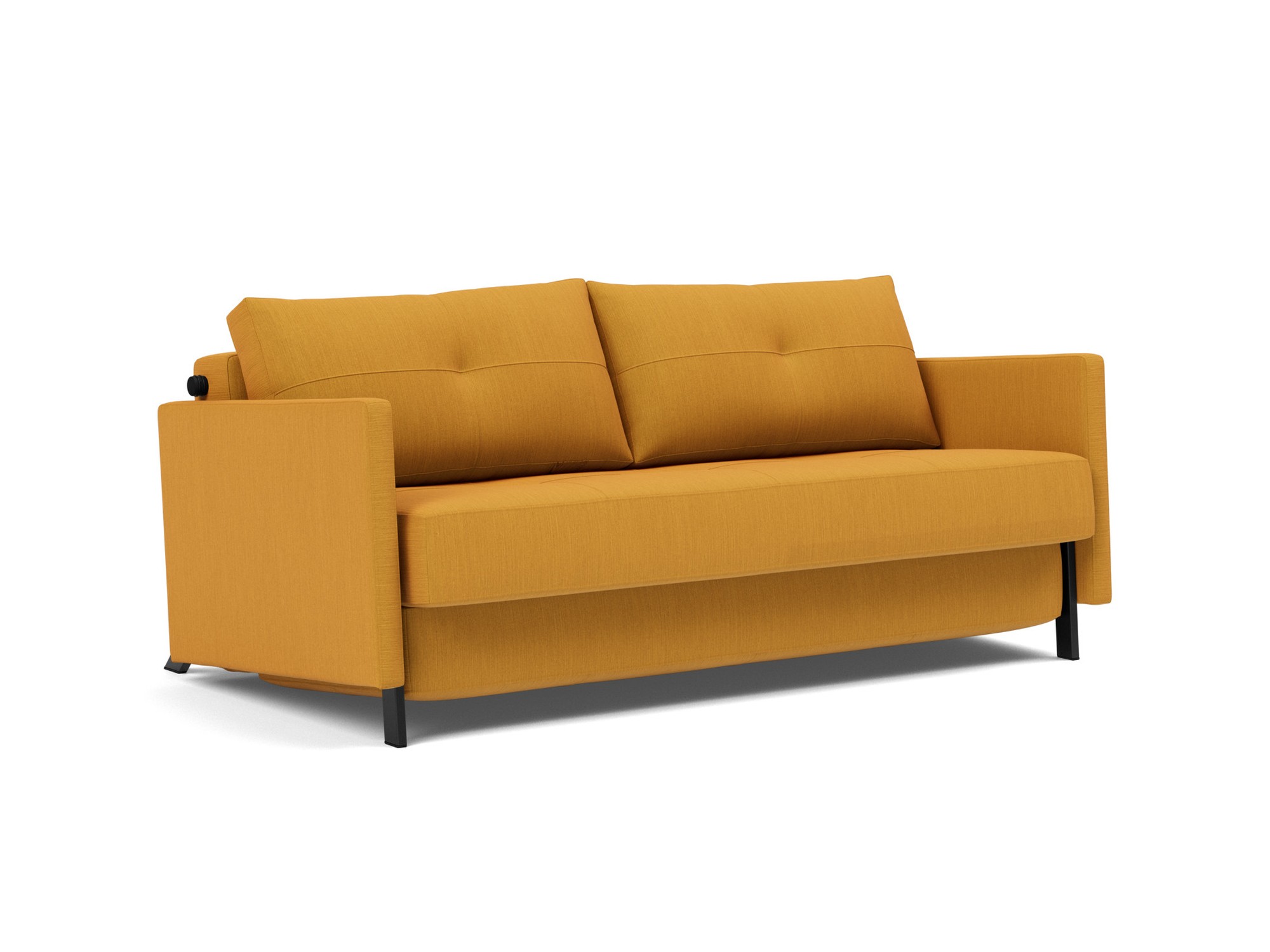Schlafsofa Cubed mit Armlehnen 160 Flachgewebe Elegance 507-Burned-Curry
