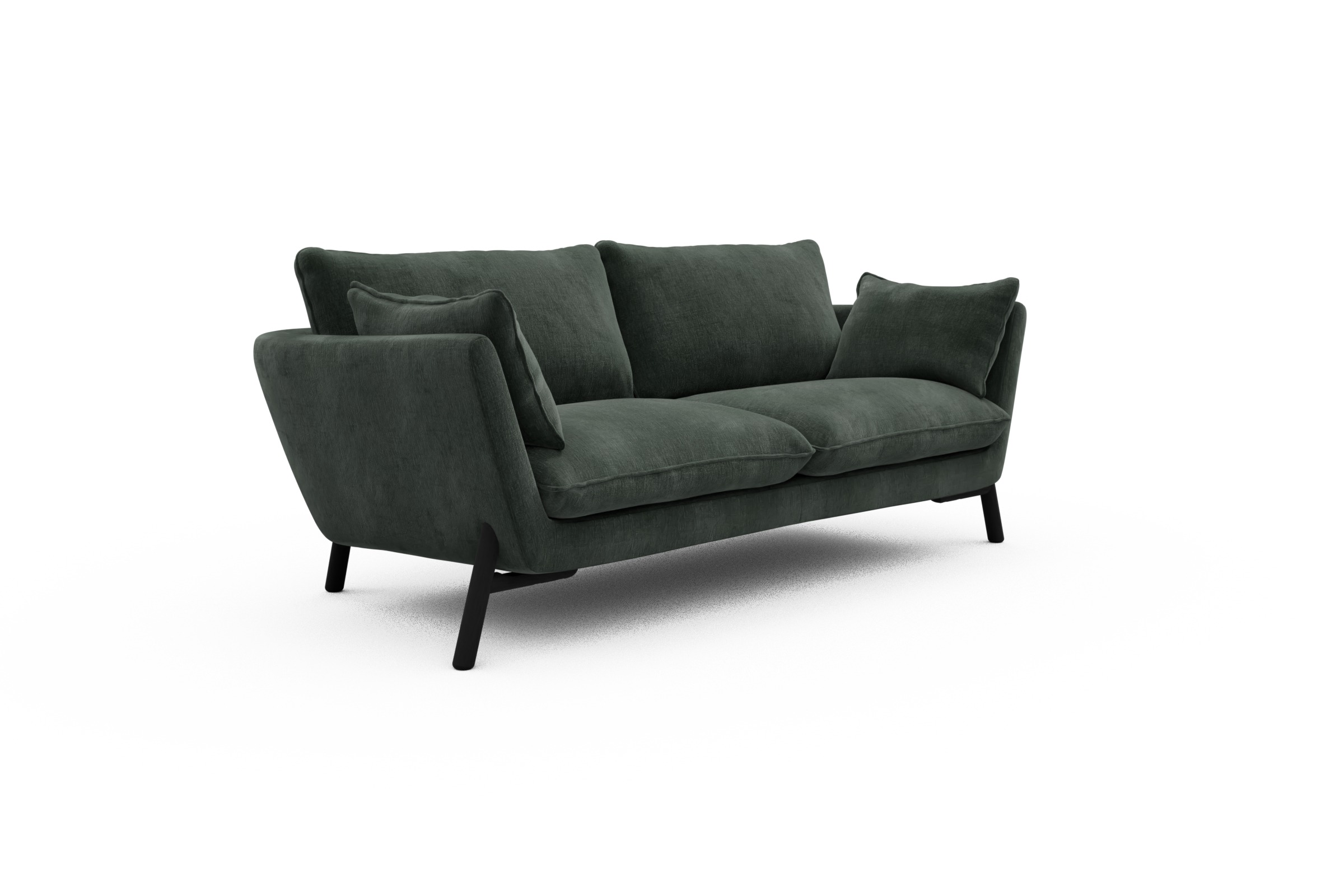Sofa Emil 2-Sitzer Beinfarbe Eiche Schwarz Smooth-Laurel-Green