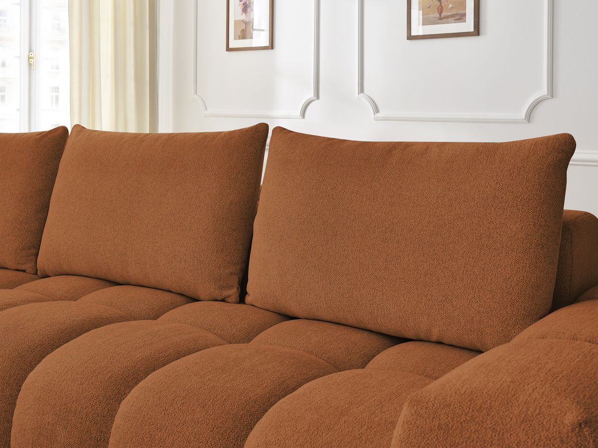 Bobochic Everest Ecksofa, 4 Kissen Melange-Stoff Orange Ecke links