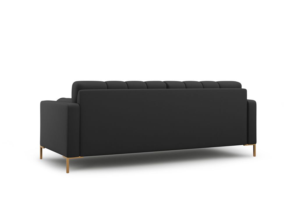 Cosmopolitan Design Sofa Bali 3-Sitzer Strukturierter Stoff Neve Dunkelgrau Beine Gold