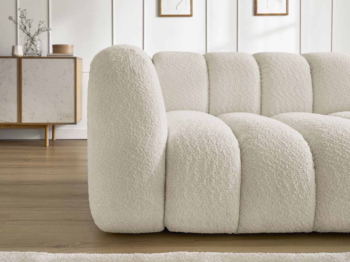 Bobochic Talia Ecksofa Bouclé-Stoff Beige Ecke rechts