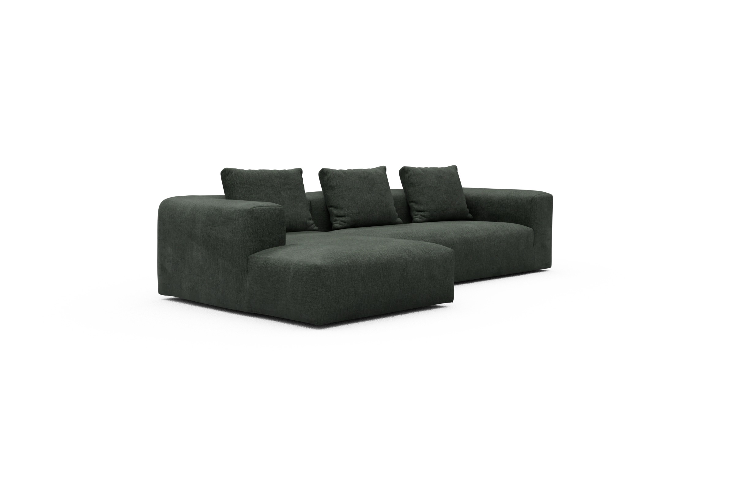 Ecksofa Fred Chaiselongue links mit 2,5-Sitzer Aivi-Pine-Green